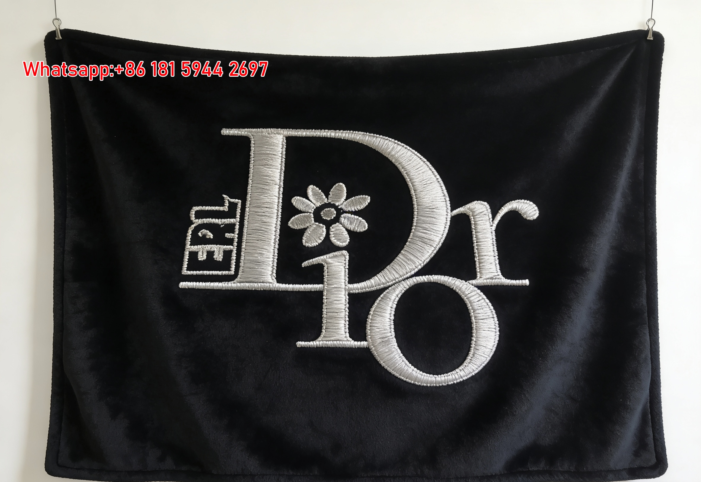 Dior Embroidered Logo Flannel Sofa Throw Blanket D350